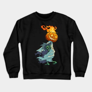 Skeleton with Pumpkin Torch Crewneck Sweatshirt